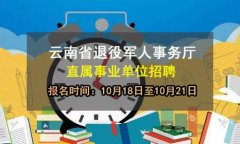 2019年云南省退役军人事务厅直属事业单位招聘报名时间